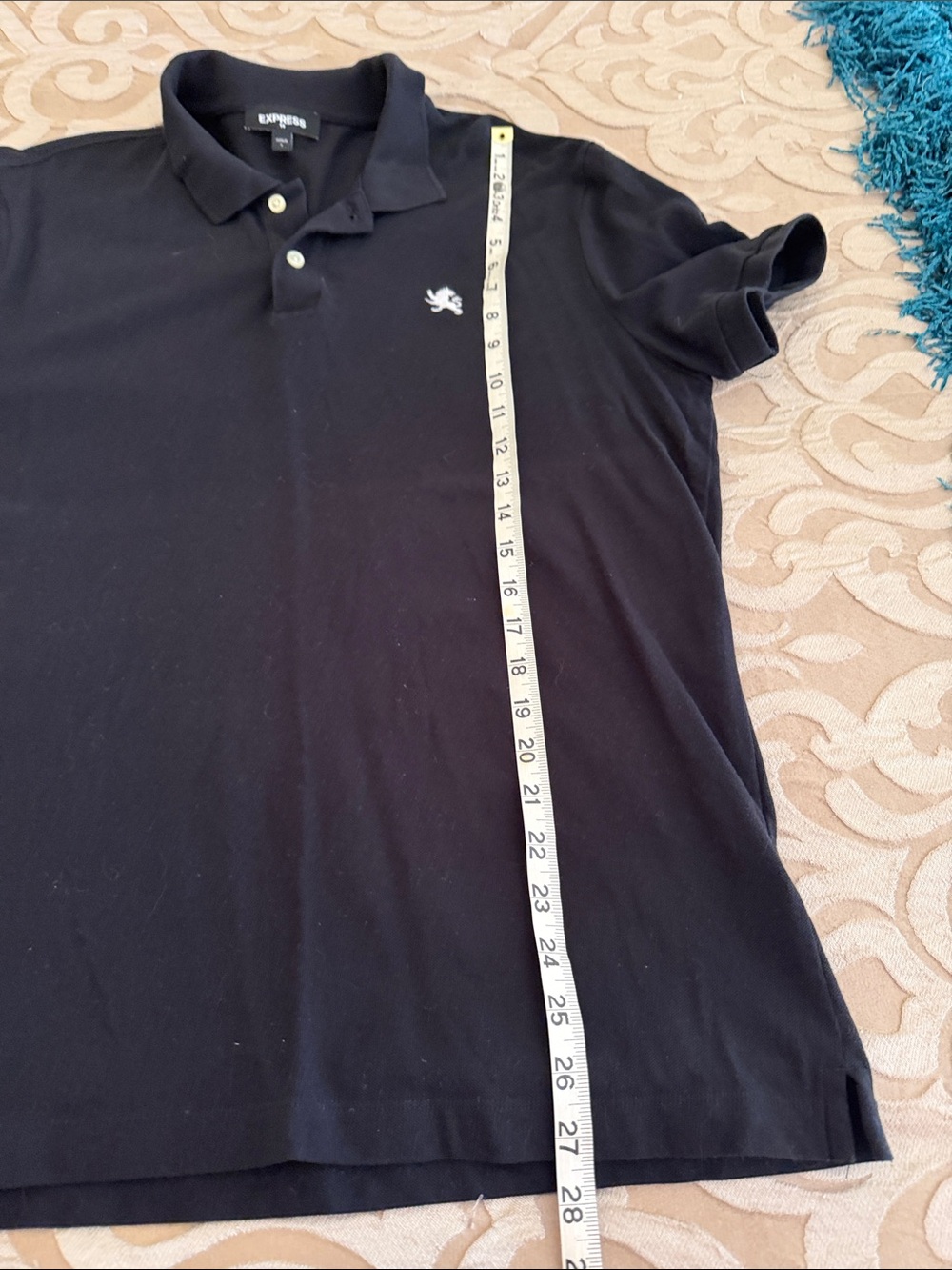 Express Black Polo with Embroidered Crest